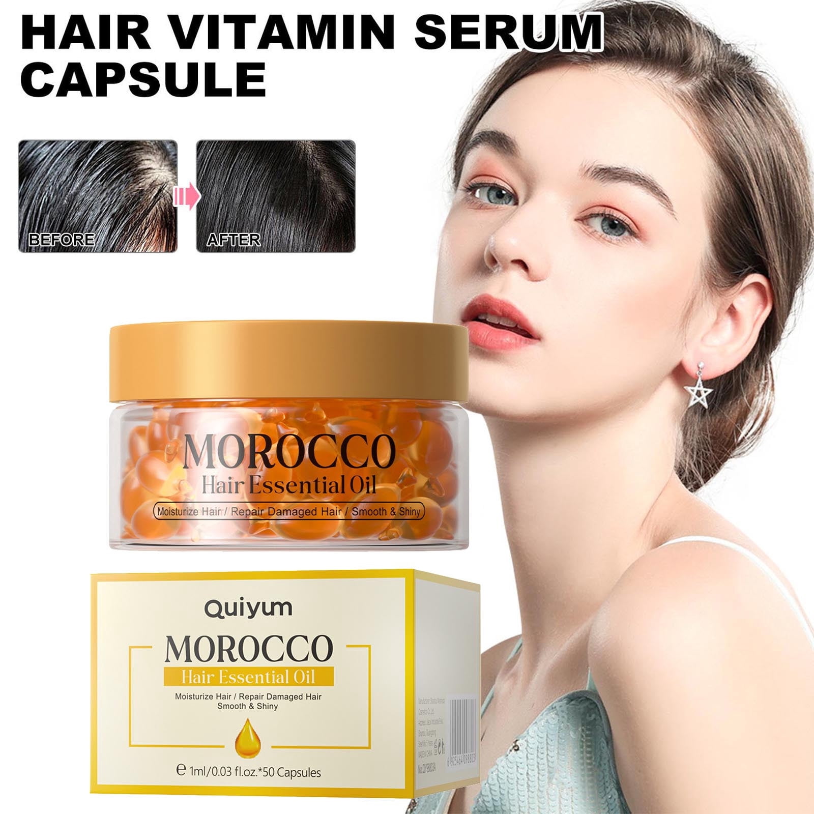 PiGOGI Hair Oil 50 Capsules Hair Oil with for Split Ends Keratin Hair