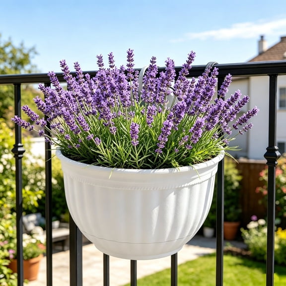 PiGOGI Half Round Wall Mount Plastic Hanging Planter for Indoor Outdoor Balcony Garden Decor