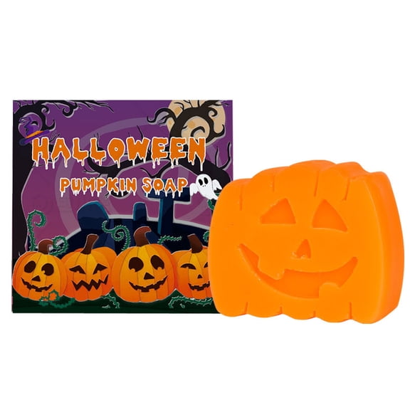 PiGOGI Halloween Pumpkin Soap Handmade Decorative Cleansing Bar Gift for Face Body 100g Holiday Party Favor