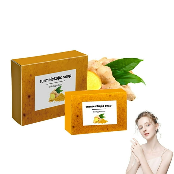 PiGOGI Honey Glow Turmeric Soap,Lemon Turmeric Kojic Acid Soap,Turmeric Cleansing Soap,Facial and Body Shower Soap,Deep Cleansing Turmeric Soap for All Skin Types