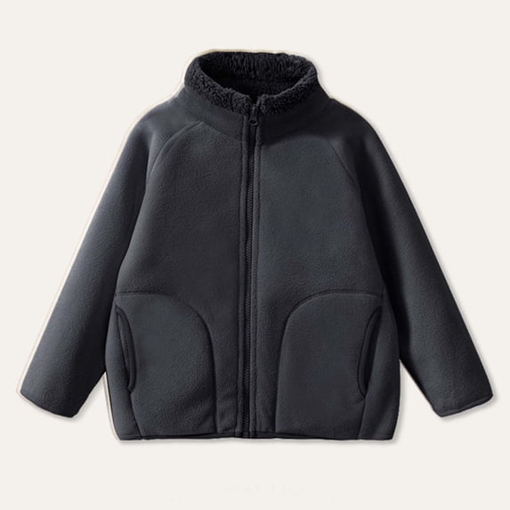 PiGOGI Kids Fashion Long Sleeve Zip Coat with Pockets Warm Casual Outerwear for Boys and Girls School Travel Party Black 3-4 Years