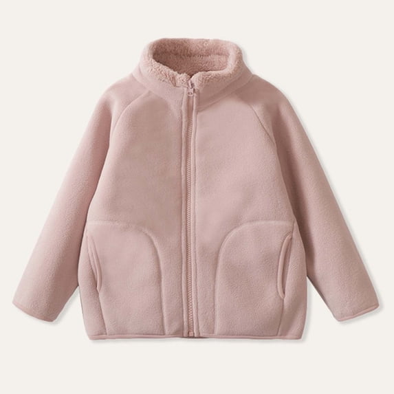PiGOGI Kids Fashion Long Sleeve Zip Coat with Pockets Warm Casual Outerwear for Boys and Girls School Travel Party Pink 3-4 Years