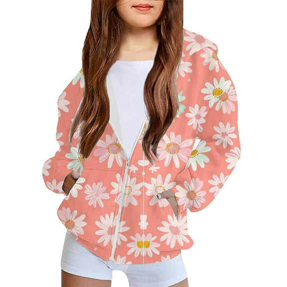 PiGOGI Kids Fleece Jacket with Hood Winter Padded Coat for Boys Girls with Zipper and Warm Inner Lining Pink 4 Years