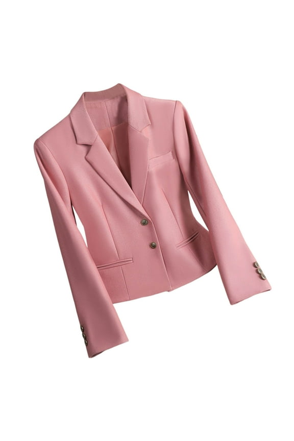 Ladies Fashion Lapel Button Down Blazer Jacket for Work office Professional Business Attire Pink XL