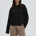 thumbnail image 1 of PiGOGI Ladies' Loose Casual Solid Color Round Neck Long Sleeve Knitted Sweater Top - Comfortable Fit Black M, 1 of 1