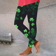 thumbnail image 1 of PiGOGI Ladies' St. Patrick's Day Printed Yoga Pants Casual Tight Fitness Stretch Leggings Long Pants Sport Lounge Active Bottoms Black L, 1 of 9
