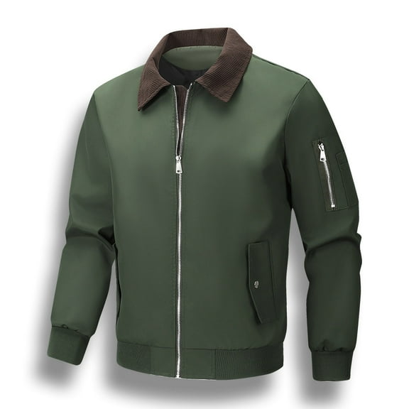 PiGOGI Men Light Jackets Windbreaker Spring Fall Lightweight Fleece Lined Jacket Casual Stylish Bomber Jacket with Pocket Green XL