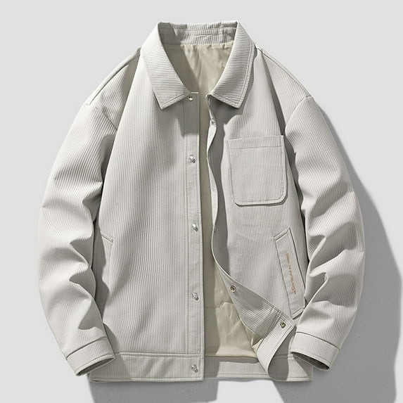 PiGOGI Men Solid Color Casual Fashion Loose Long Sleeve Pocket Button Cardigan Coat Gray M