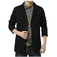 thumbnail image 1 of PiGOGI Men Winter Long Sleeve Button Pockets Turn-down Collar Jacket Coat Outwear Black 3XL, 1 of 8