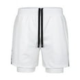 thumbnail image 1 of PiGOGI Men's 2-in-1 Running Shorts, Summer Training Fitness Athletic Short Pants with Liner for Sports & Workout White XXL, 1 of 2