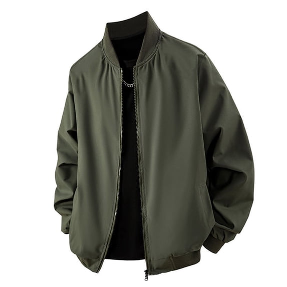 PiGOGI Men's Bomber Jacket Fashion Stylish Lightweight Windbreaker Spring Fall Casual Jackets for Men Army Green 4XL