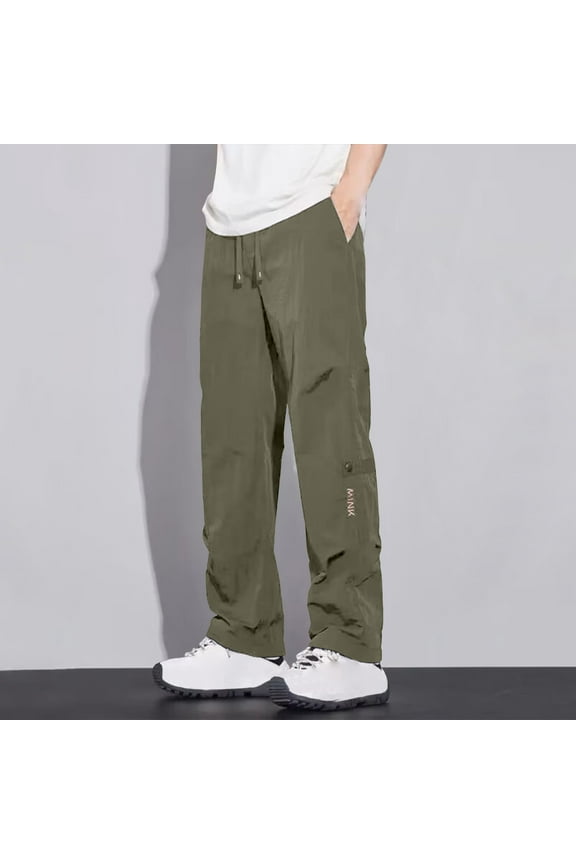 Men's Breathable Ice Silk Joggers Elastic Waist Casual Pants Rayon Blend Loungewear Home Wear Multi Pocket Green 3XL
