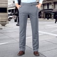 thumbnail image 1 of PiGOGI Men's Business Casual Suit Pants Solid Color Comfortable Stretch formal office Dress Work Elastic Waist Professional Gray 31, 1 of 6