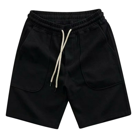 PiGOGI Men's Casual Daily Shorts, Outdoor Lightweight Breathable Cotton Pants for Summer Leisure Black M