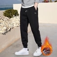 thumbnail image 1 of PiGOGI Men's Casual Joggers Pants Loose Warm Sweatpants Fleece Lined Thick Comfortable Lounge Pants for Winter Home Outdoor Black L, 1 of 8
