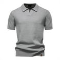 thumbnail image 1 of PiGOGI Men's Casual Short Sleeve Pullover Shirt Solid Color Summer Top Lightweight Breathable Polyester Fashion Blouse S-5XL Gray, 1 of 4
