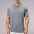 thumbnail image 1 of PiGOGI Men's Casual Snap Button T-Shirt Short Sleeve Round Neck Outdoor Beach Summer Top Gray XL, 1 of 5