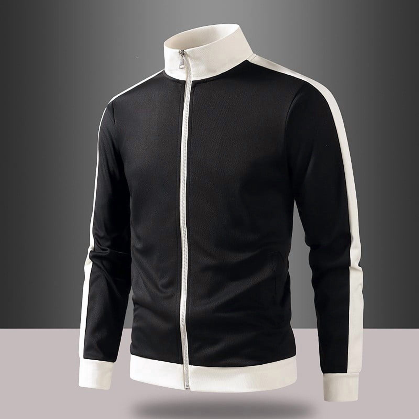 Track Fall Blocks PiGOGI Men's Color Block Full Zip Up Sports Jacket Long Sleeve Casual ...