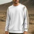 thumbnail image 1 of PiGOGI Men's Color Block Hoodie Long Sleeve Pullover Casual Comfortable Round Neck Top White 3XL, 1 of 6