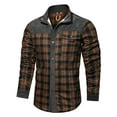 thumbnail image 1 of PiGOGI Men's Corduroy Plaid Sherpa Lined Flannel Shirt Jacket Fleece Coat Green L, 1 of 8