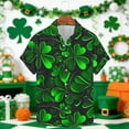 thumbnail image 1 of PiGOGI Men's Green Button Down Short Sleeve Shirt Casual Turndown Collar St Patricks Day Blouse Black XL, 1 of 5