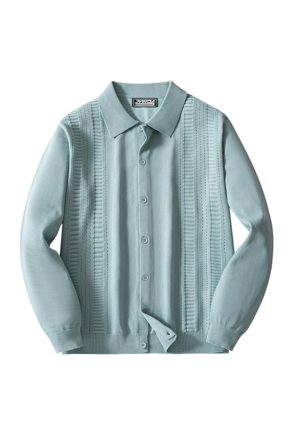 Men's Knitted Breasted Sweater Jacket Warm Cardigan Long Sleeve Top Winter Outwear Mint Green 3XL