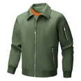 thumbnail image 1 of PiGOGI Men's Lightweight Bomber Jacket Lapel Collar Casual Spring Fall Windbreaker Zip Up Coat with Multi Zipper Pockets Army Green S, 1 of 7