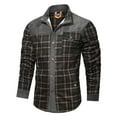 thumbnail image 1 of PiGOGI Men's Long Sleeve Sherpa Lined Shirt Jacket Flannel Plaid Fleece Coats Green M, 1 of 7