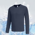 thumbnail image 1 of PiGOGI Men's Long Sleeve Shirt Solid Color Sport Round Neck Breathable Fast Dry Comfortable Dark Blue 2XL, 1 of 6