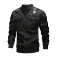 thumbnail image 1 of PiGOGI Men's Military Jacket with Multi Pockets Lightweight Zip Front Stand Collar Bomber Jackets Casual Windbreaker Coats Black XL, 1 of 6