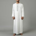 thumbnail image 1 of PiGOGI Men's Muslim Robe Middle Robe Long Sleeve Embroidered Standing Neck Long Shirt White S, 1 of 6