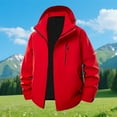 thumbnail image 1 of PiGOGI Men's Outdoor Hooded Jacket Solid Color Climb Sport Run Long Sleeve Zipper Pocket Windbreaker for Summer Wear Red XL, 1 of 9