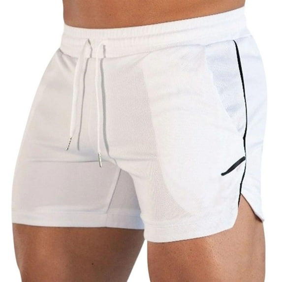 PiGOGI Men's Running Shorts Thin Mesh Breathable Tight Training Shorts with Drawstring, Quick-Dry Gym Workout Athletic Shorts for Men White XL