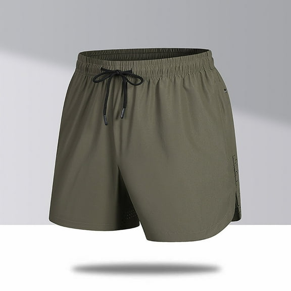 PiGOGI Men's Solid Color Ice Silk Shorts, Breathable Outdoor Sports Leisure Pants for Summer Activities Army Green XL