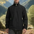 thumbnail image 1 of PiGOGI Men's Solid Color Outdoor Climb Pocket Zipper Long Sleeve Jacket Windproof Casual Black S, 1 of 9