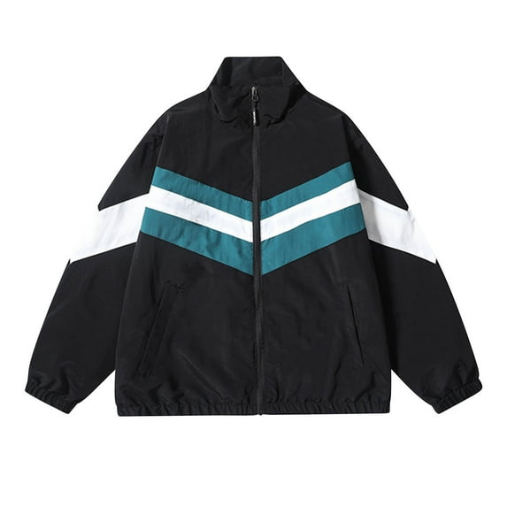 PiGOGI Men's Solid Color Outdoor Climb Sport Run Pocket Zipper Long Sleeve Jackets Black XL