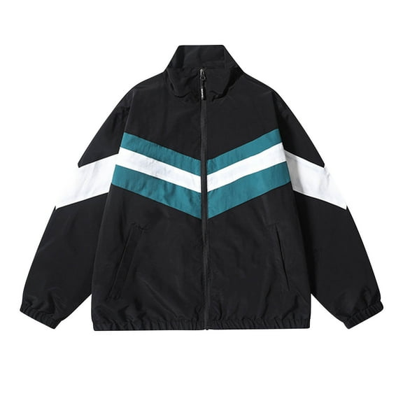 PiGOGI Men's Solid Color Outdoor Climb Sport Run Pocket Zipper Long Sleeve Jackets Black XL