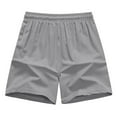 thumbnail image 1 of PiGOGI Men's Solid Color Polyester Shorts, Outdoor Casual Sports Beach Pants for Summer Leisure Gray XL, 1 of 6