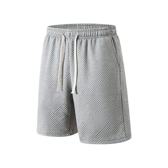 PiGOGI Men's Solid Color Polyester Shorts, Outdoor Casual Sports Five Quarter Pants for Summer Activities Gray L