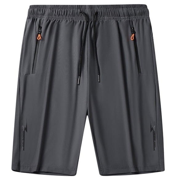 PiGOGI Men's Solid Color Polyester Shorts, Outdoor Sports Versatile Casual Five Quarter Pants for Summer Activities Gray M