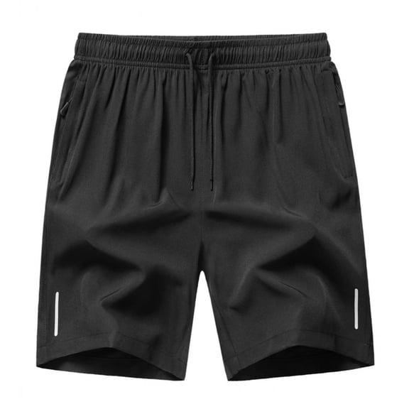 PiGOGI Men's Solid Color Polyester Shorts, Outdoor Sports Versatile Casual Five Quarter Pants for Summer Leisure Black XXXL
