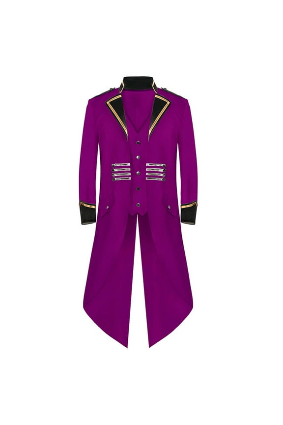 Men's Sport Coats Men's Gothic Tailcoat Coat Steampunk Retro Tail Coat Medieval Lapel Court Dress Slim Coat Purple