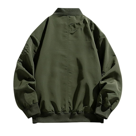 PiGOGI Men's Sport Coats Men's Solid Color Zipper Pocket Thin Jacket Coat Army Green
