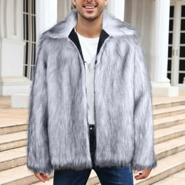 Penkiiy Men's Faux Fur Short Coat Winter Leopard Warm Penkiiy Men's Faux Fur Short Coat Winter Leopard Warm