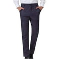 thumbnail image 1 of PiGOGI Men's Straight Leg Stripe Casual Pants with Button Waist office Lounge Trousers Comfortable for Business Casual Dark Blue XL, 1 of 5