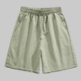thumbnail image 1 of PiGOGI Men's Stretchy Casual Shorts with Drawstring Waist, Solid Color Lightweight Nylon Spandex Pants for Gym Running Summer Army Green XL, 1 of 6