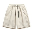 thumbnail image 1 of PiGOGI Men's Summer Ice Silk Shorts, Solid Color Nylon Casual Sports Five Quarter Pants for Outdoor Beige XXXXXL, 1 of 5