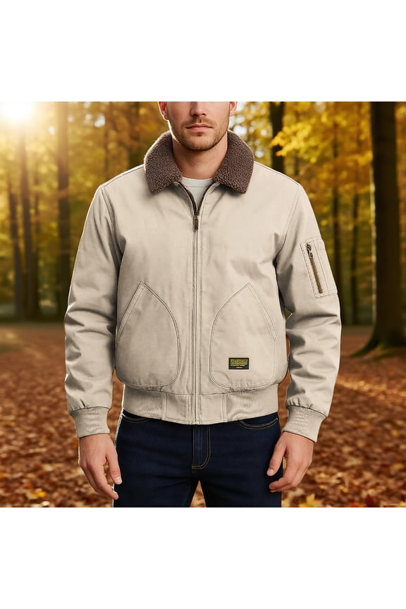 Men's Vintage Motorcycle Jackets Classic Lapel Neck Zip Up Coat with Pockets Plus Size Fleece Long Sleeve Racing Coats White M