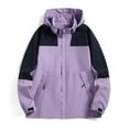 thumbnail image 1 of PiGOGI Men's Windproof Waterproof Jacket Detachable Hat Zipper Pocket Drawstring Hooded Outdoor Coat for All Weather Purple XL, 1 of 5