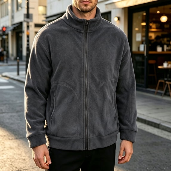 PiGOGI Men's Winter Coats Fashion Solid Color Outdoor Business Pocket Long Sleeve Jacket Casual Gray XL